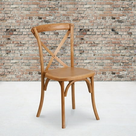 BizChair 2 Pack Stackable Oak Wood Cross Back Chair