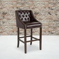 thumbnail image 1 of BizChair 2 Pk. 30" High Transitional Tufted Walnut Barstool with Accent Nail Trim in Brown LeatherSoft, 1 of 15