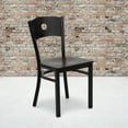 thumbnail image 1 of BizChair 2 Pk. Black Circle Back Metal Restaurant Chair - Mahogany Wood Seat, 1 of 8