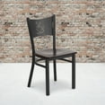 thumbnail image 1 of BizChair 2 Pk. Black Coffee Back Metal Restaurant Chair - Walnut Wood Seat, 1 of 8