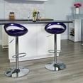 thumbnail image 1 of BizChair 2 Pk. Contemporary Blue Plastic Adjustable Height Barstool with Rounded Cutout Back and Chrome Base, 1 of 8