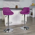 thumbnail image 1 of BizChair 2 Pk. Contemporary Purple Vinyl Bucket Seat Adjustable Height Barstool with Diamond Pattern Back and Chrome Base, 1 of 14