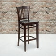 thumbnail image 1 of BizChair 2 Pk. Vertical Slat Back Walnut Wood Restaurant Barstool, 1 of 8