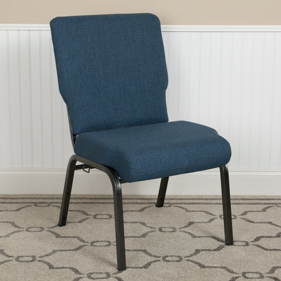 BizChair 20.5 in. Blue Basket Weave Molded Foam Church Chair