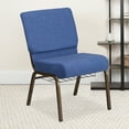 thumbnail image 1 of BizChair 21''W Church Chair in Blue Fabric with Cup Book Rack - Gold Vein Frame, 1 of 12