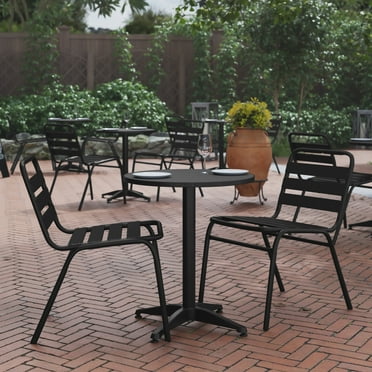 BizChair 23.5'' Black Round Metal Indoor-Outdoor Table with Base