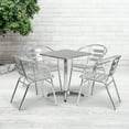 thumbnail image 1 of BizChair 23.5'' Square Aluminum Indoor-Outdoor Table Set with 4 Slat Back Chairs, 1 of 5