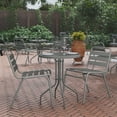 thumbnail image 1 of BizChair 23.75'' Silver Round Tempered Glass Metal Table, 1 of 12