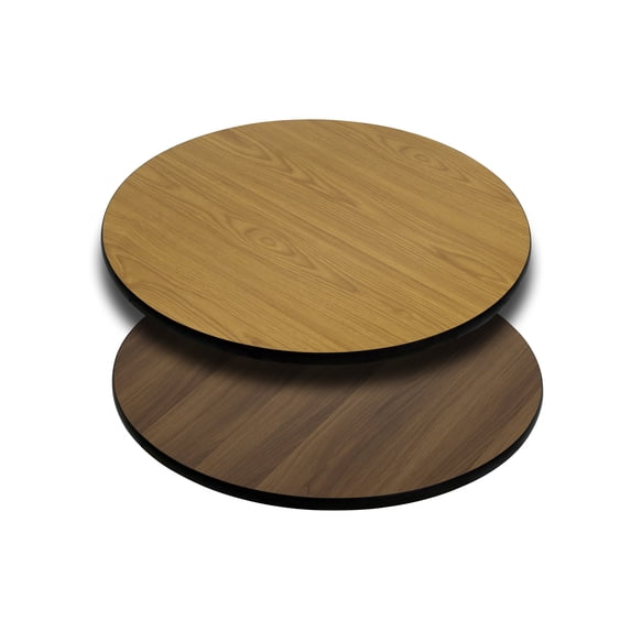 BizChair 24'' Round Table Top with Natural or Walnut Reversible Laminate Top