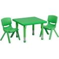 BizChair 24" Square Green Plastic Adjustable Activity Table Set2