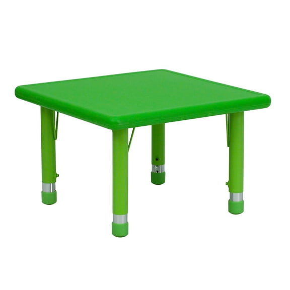 BizChair 24'' Square Green Plastic Height Adjustable Activity Table