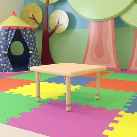 BizChair 24" Square Natural Plastic Height Adjustable Activity Table