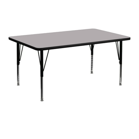 BizChair 24''W x 48''L Rectangular Grey Thermal Laminate Activity Table - Height Adjustable Short Legs