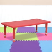 BizChair 24''W x 48''L Rectangular Red Plastic Height Adjustable Activity Table