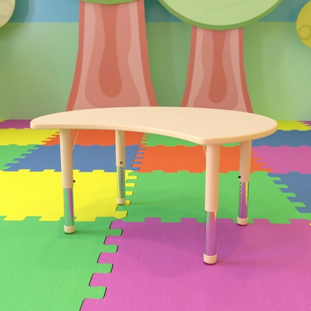 BizChair 25.125"W x 35.5"L Crescent Natural Plastic Height Adjustable Activity Table