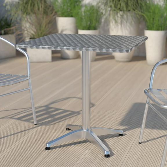 BizChair 27.5'' Square Aluminum Indoor-Outdoor Table with Base