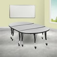 thumbnail image 1 of BizChair 3 Piece 76" Oval Wave Flexible Grey Thermal Laminate Activity Table Set - Height Adjustable Short Legs, 1 of 14