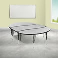 thumbnail image 1 of BizChair 3 Piece 86" Oval Wave Flexible Grey Thermal Laminate Activity Table Set - Height Adjustable Short Legs, 1 of 14