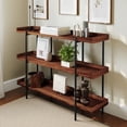 thumbnail image 1 of BizChair 3 Shelf 35"H Storage Display Unit Bookcase with Black Metal Frame in Rustic Wood Grain Finish, 1 of 9