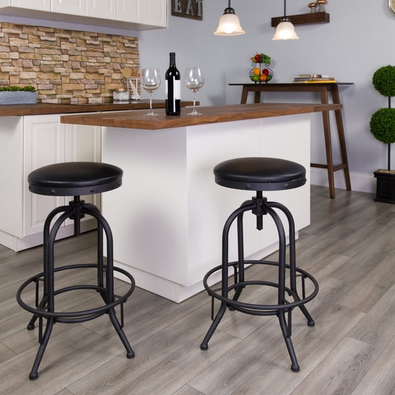 BizChair 30'' Barstool with Swivel Lift Black LeatherSoft Seat