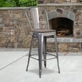thumbnail image 1 of BizChair 30" High Silver Antique Finish with Clear Coat Barstool with Back and Wood Seat, 1 of 6