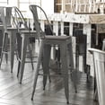 thumbnail image 1 of BizChair 30'' High Silver Antique Finish with Clear Coat Indoor Barstool with Back and Gray Poly Resin Wood Seat, 1 of 12