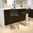 thumbnail image 1 of BizChair 30 Inch Commercial Grade LeatherSoft Bar Height Barstools in Gray, Set of 2, 1 of 15