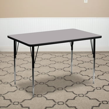 BizChair 30''W x 72''L Rectangular Grey Thermal Laminate Activity Table - Standard Height Adjustable Legs