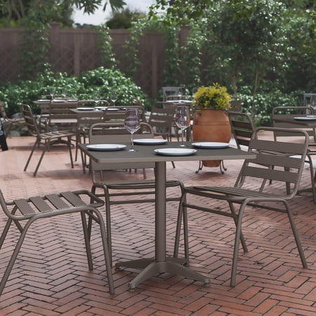 BizChair 31.5'' Bronze Square Metal Indoor-Outdoor Table with Base