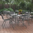 thumbnail image 1 of BizChair 31.5" x 55" Silver Rectangular Tempered Glass Metal Table with Umbrella Hole, 1 of 11
