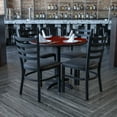 thumbnail image 1 of BizChair 36'' Round Black Laminate Table Set with X-Base and 4 Ladder Back Metal Chairs - Black Vinyl Seat, 1 of 4