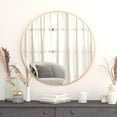 thumbnail image 1 of BizChair 36" Round Gold Metal Framed Wall Mirror - Large Accent Mirror for Bathroom, Vanity, Entryway, Dining Room, & Living Room, 1 of 11