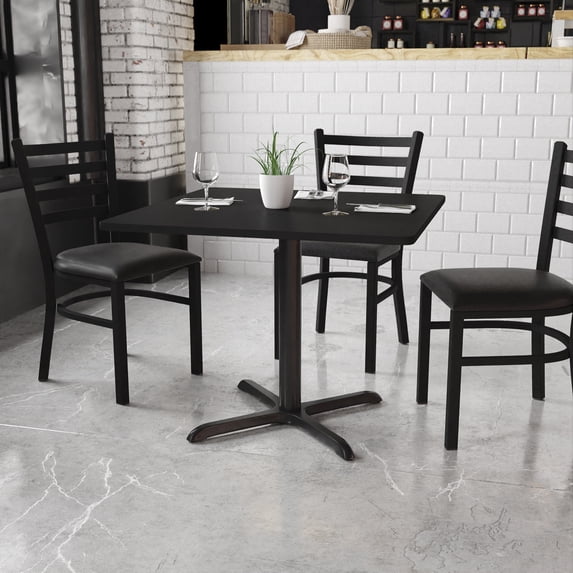 BizChair 36'' Square Black Laminate Table Top with 30'' x 30'' Table Height Base
