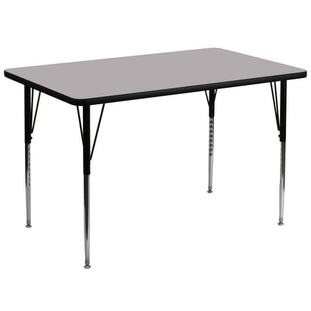BizChair 36''W x 72''L Rectangular Grey Thermal Laminate Activity Table - Standard Height Adjustable Legs
