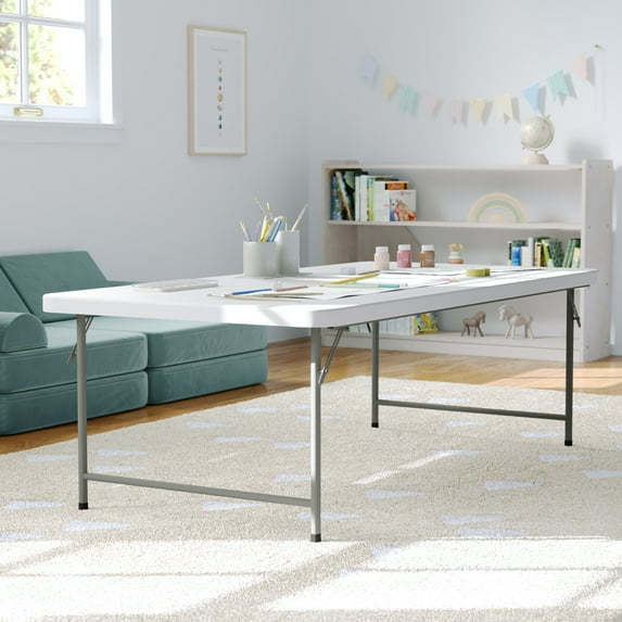 BizChair 4.93-Foot Kid's Granite White Plastic Folding Table