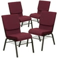 thumbnail image 1 of BizChair 4 Pack 18.5''W Church Chair in Burgundy Patterned Fabric with Book Rack - Gold Vein Frame, 1 of 7