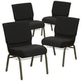 thumbnail image 1 of BizChair 4 Pack 21''W Church Chair in Black Dot Patterned Fabric with Cup Book Rack - Gold Vein Frame, 1 of 7