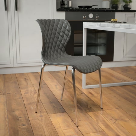 BizChair 4 Pack Contemporary Design Gray Plastic Stack Chair