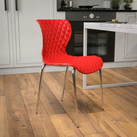 BizChair 4 Pack Contemporary Design Red Plastic Stack Chair