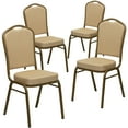 thumbnail image 1 of BizChair 4 Pack Crown Back Stacking Banquet Chair in Beige Patterned Fabric - Gold Frame, 1 of 7