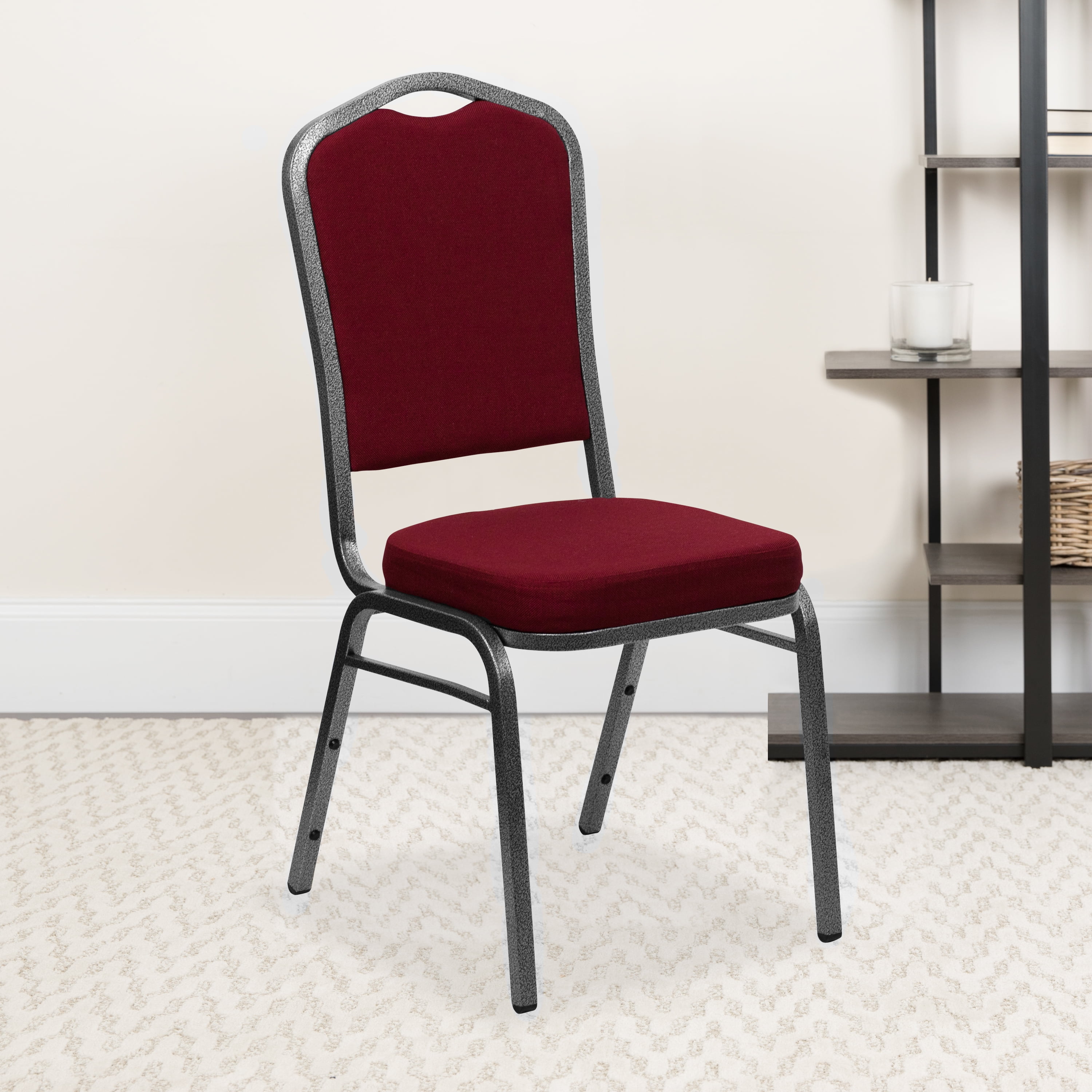 BizChair 4 Pack Crown Back Stacking Banquet Chair in Navy Fabric