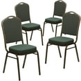 thumbnail image 1 of BizChair 4 Pack Crown Back Stacking Banquet Chair in Green Patterned Fabric - Gold Vein Frame, 1 of 7