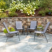 BizChair 4 Pack Gray Outdoor Stack Chair with Flex Comfort Material and Metal Frame