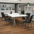 thumbnail image 1 of BizChair 4 Pack Heavy Duty Black Vinyl Stack Chair with Arms, 1 of 14