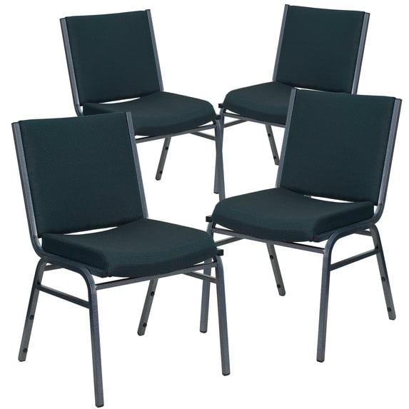 BizChair 4 Pack Heavy Duty Green Patterned Fabric Stack Chair