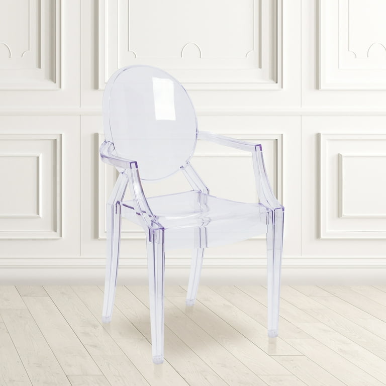 BizChair 4 Pack Oval Back Ghost Chair with Arms in Transparent