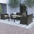 thumbnail image 1 of BizChair 4 Piece Outdoor Faux Rattan Chair, Loveseat, Sofa and Table Set in Dark Gray, 1 of 5