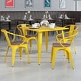 thumbnail image 1 of BizChair 4 Pk. Yellow Metal Chair with Wood Seat and Arms, 1 of 8