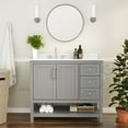 thumbnail image 1 of BizChair 42 Inch Bathroom Vanity with Sink, Storage Cabinet with Soft Close Doors, Open Shelf and 3 Drawers, Carrara Marble Finish Countertop, Gray/White, 1 of 12