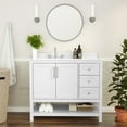 thumbnail image 1 of BizChair 42 Inch Bathroom Vanity with Sink, Storage Cabinet with Soft Close Doors, Open Shelf and 3 Drawers, Carrara Marble Finish Countertop, White/White, 1 of 12